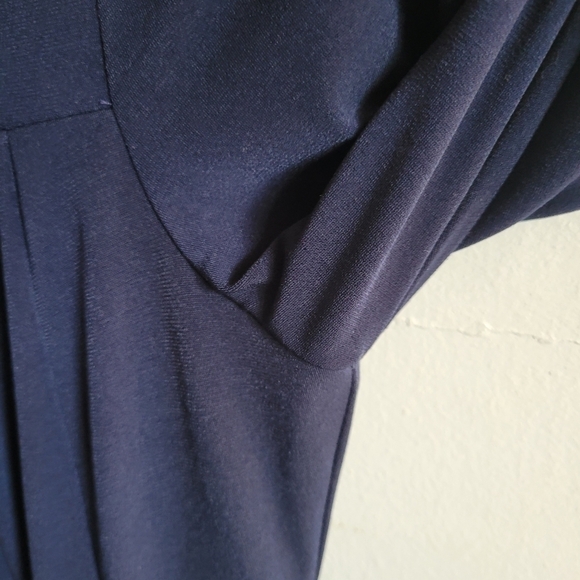 RABBIT Rabbit Rabbit 3/4 Sleeve Cocktail Dress Cut Outs Navy Blue Lined 10 - Picture 5 of 11